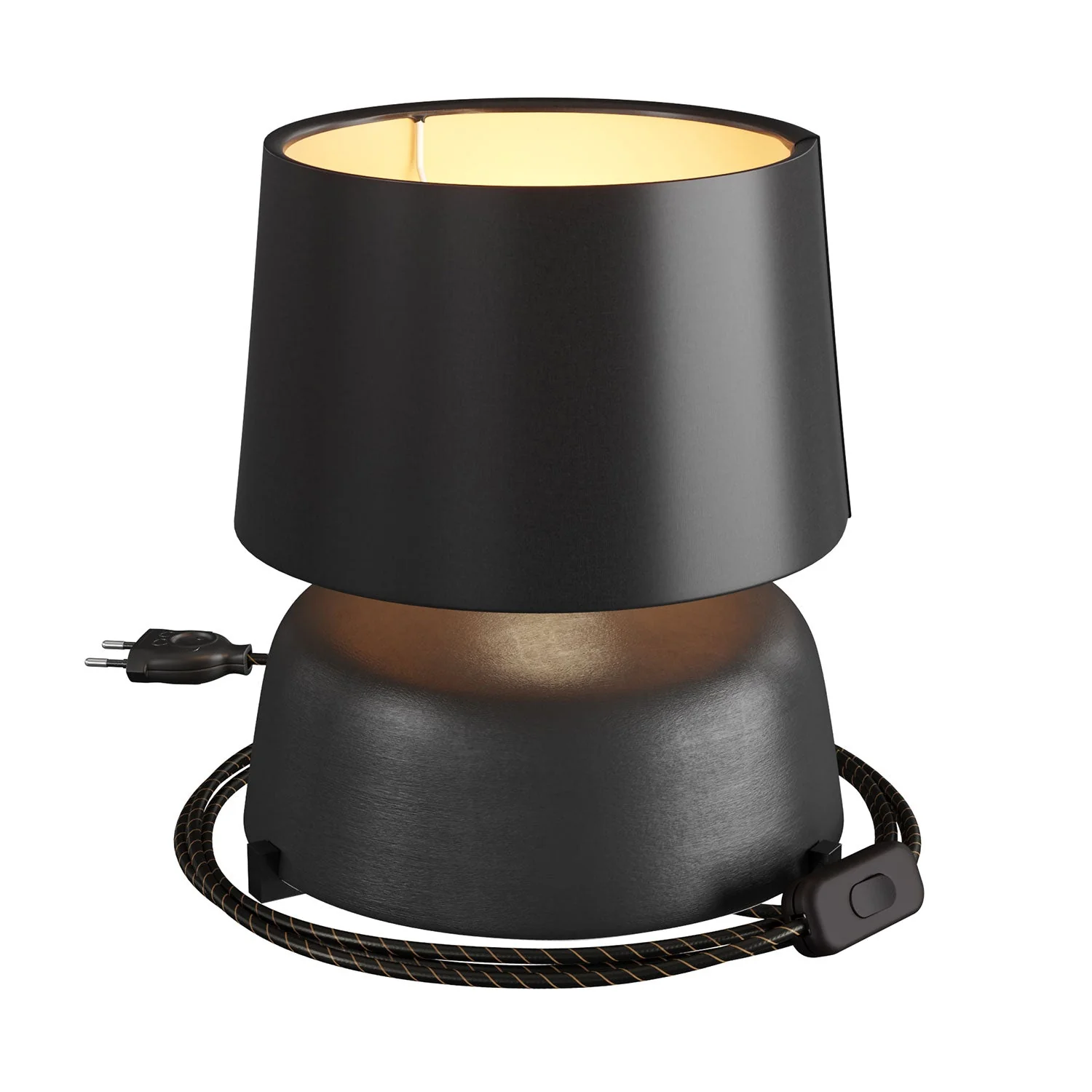 Lampe à poser en céramique Coupe avec abat-jour Athena - Noir