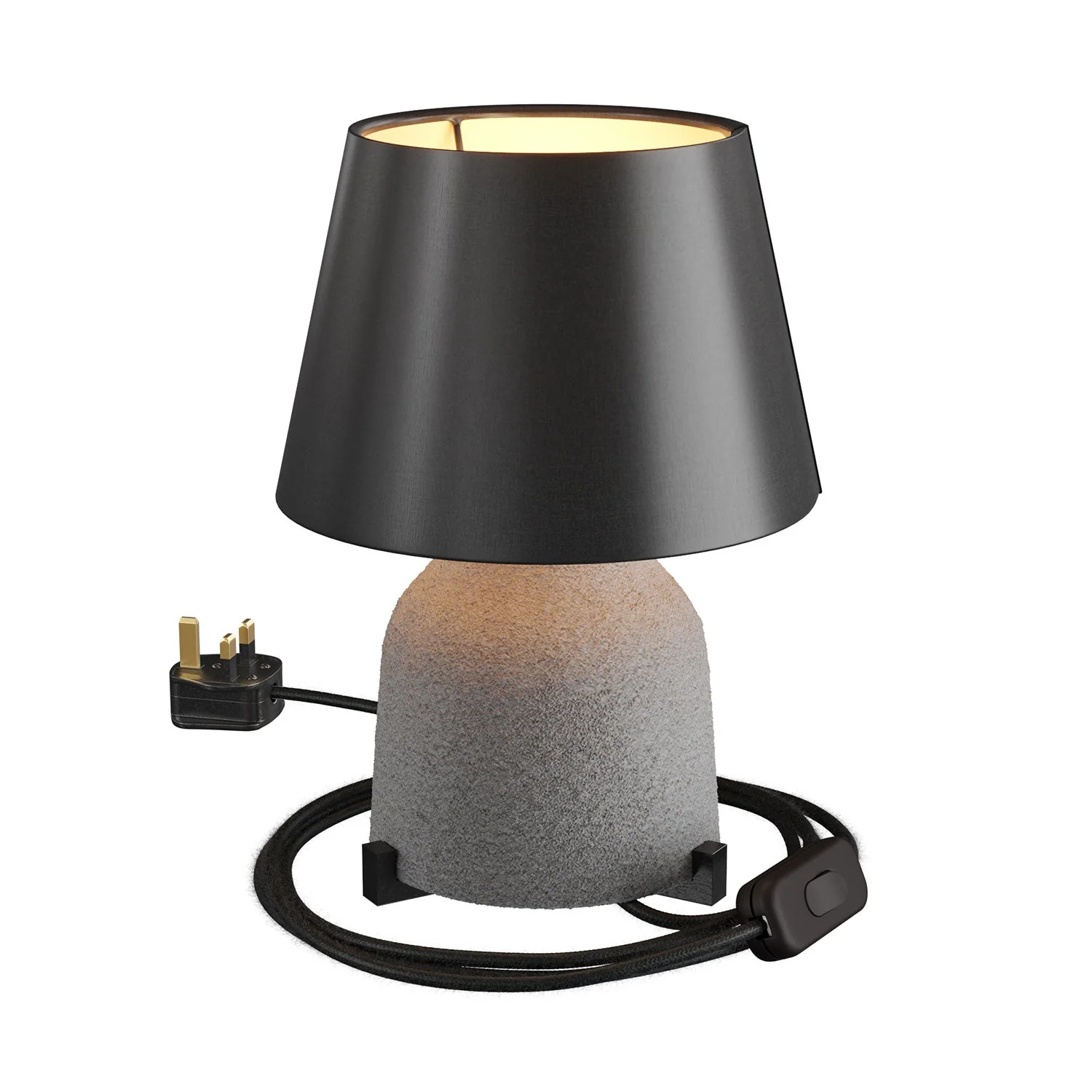 Lampe de table en céramique Vase avec abat-jour Impero et fiche UK - Noir