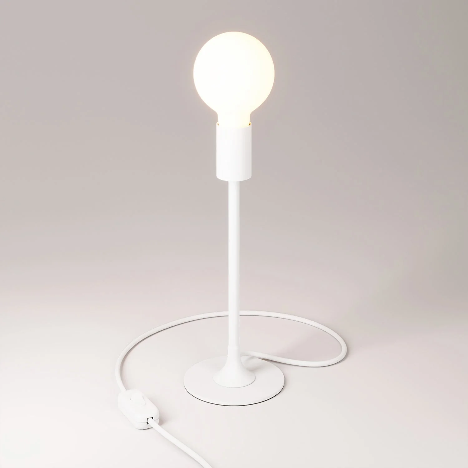 Lampe de table MAG-Y avec base ronde en métal - Blanc mat