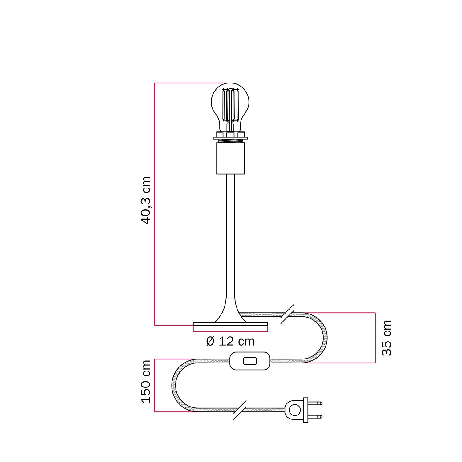 Lampe de table MAG-Y avec base métallique ronde et prédisposition pour abat-jour - Blanc mat - Image 4
