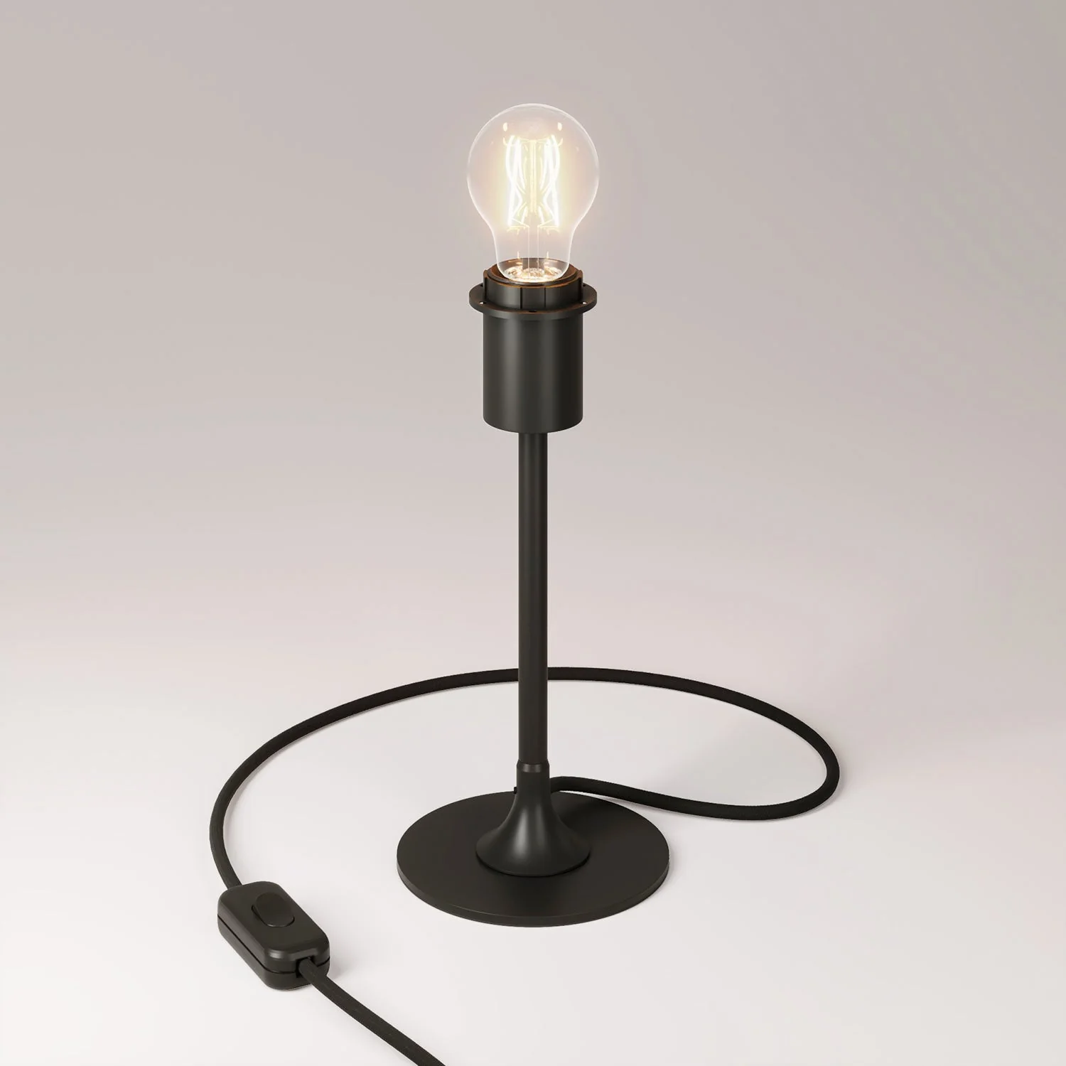Lampe de table MAG-Y avec base métallique ronde et prédisposition pour abat-jour - Noir