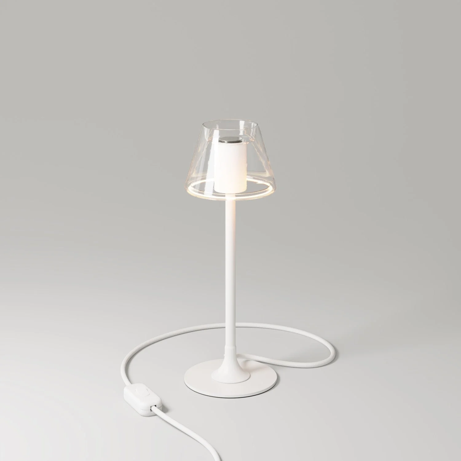 Lampe de table MAG-Y G07 avec base métallique ronde - Blanc Mat