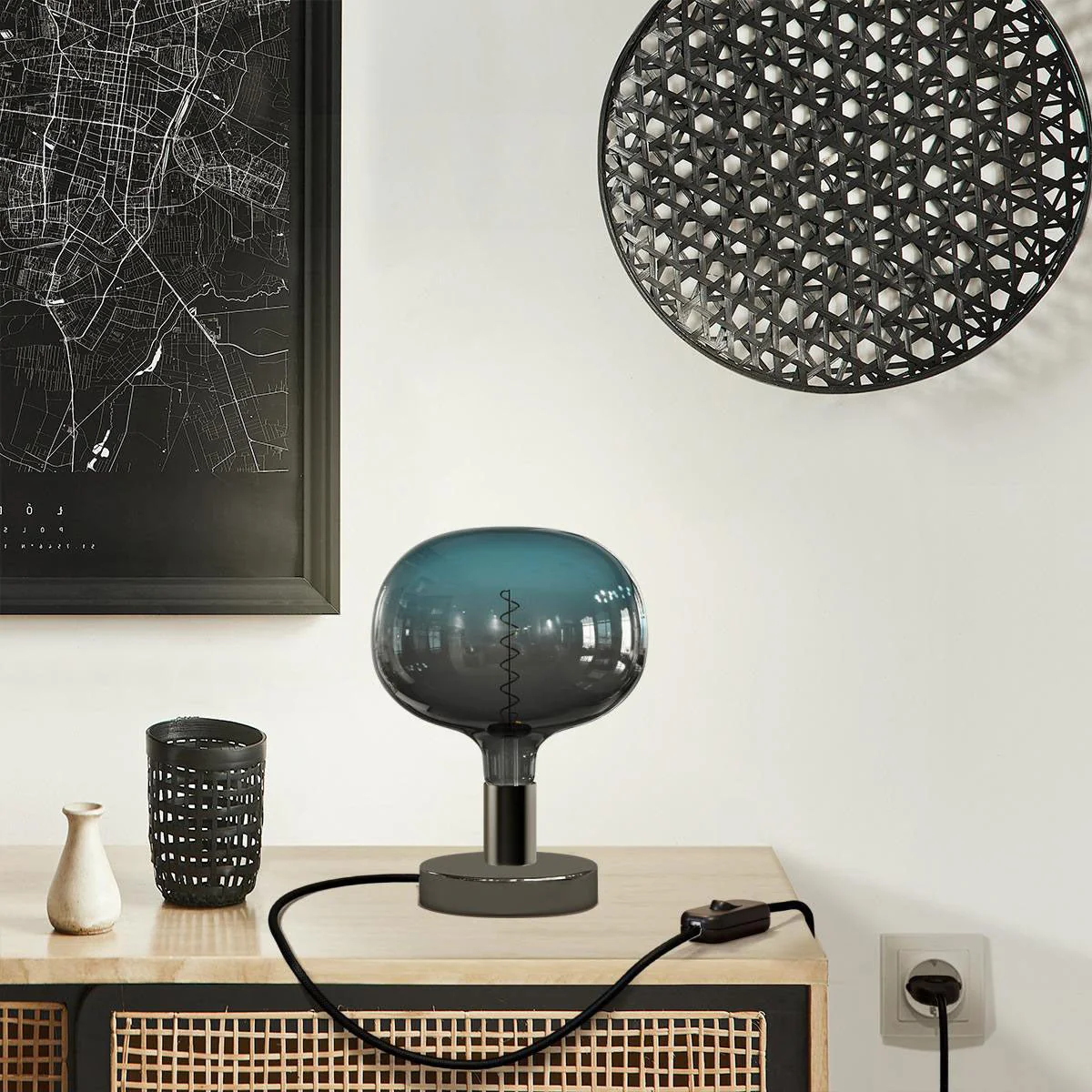 Lampe de table Posaluce Cobble en métal - Noir perle - Image 2
