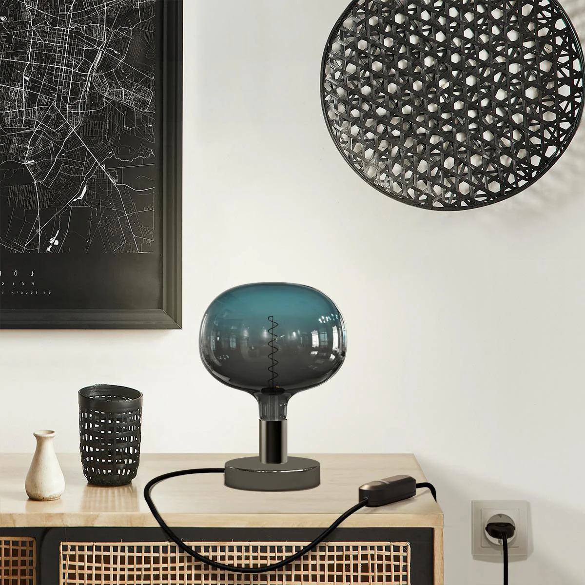 Lampe de table Posaluce Cobble en métal - Noir perle - Image 6
