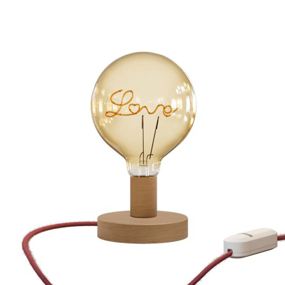 Lampe de table Posaluce Love en bois et fiche UK - Neutre - Image 5