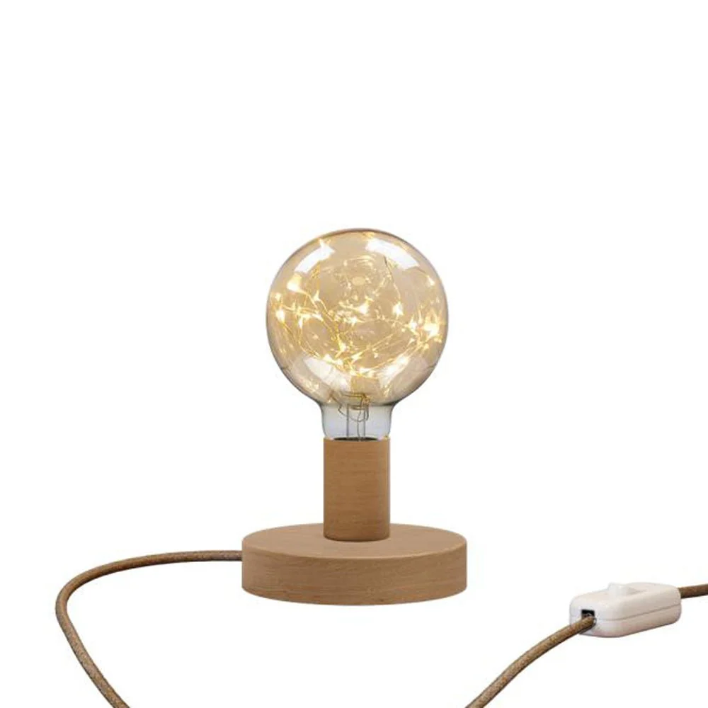 Lampe de table Posaluce Milleluci en bois et fiche UK - Neutre
