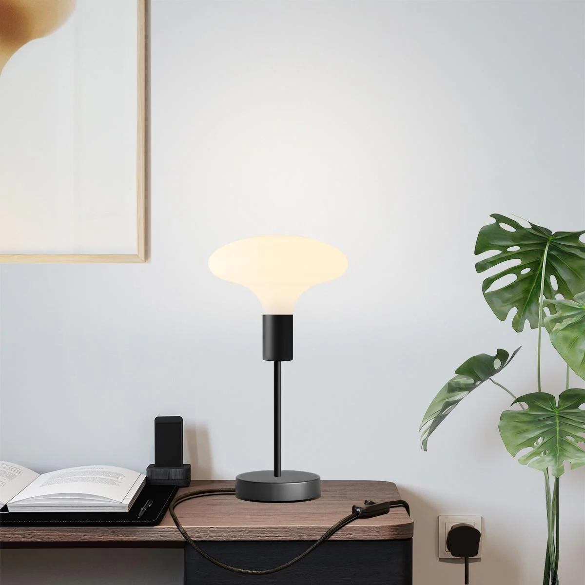 Lampe de table Alzaluce Idra en métal avec fiche UK - Noir - Image 2