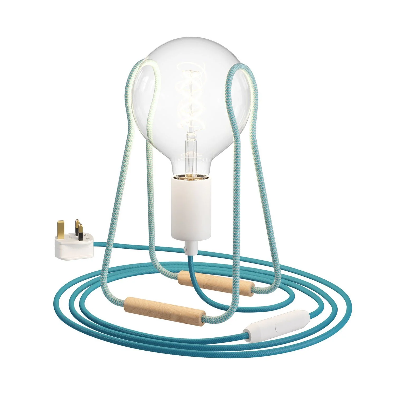 Lampe de table Taché Metal et fiche UK - Blanc Azur