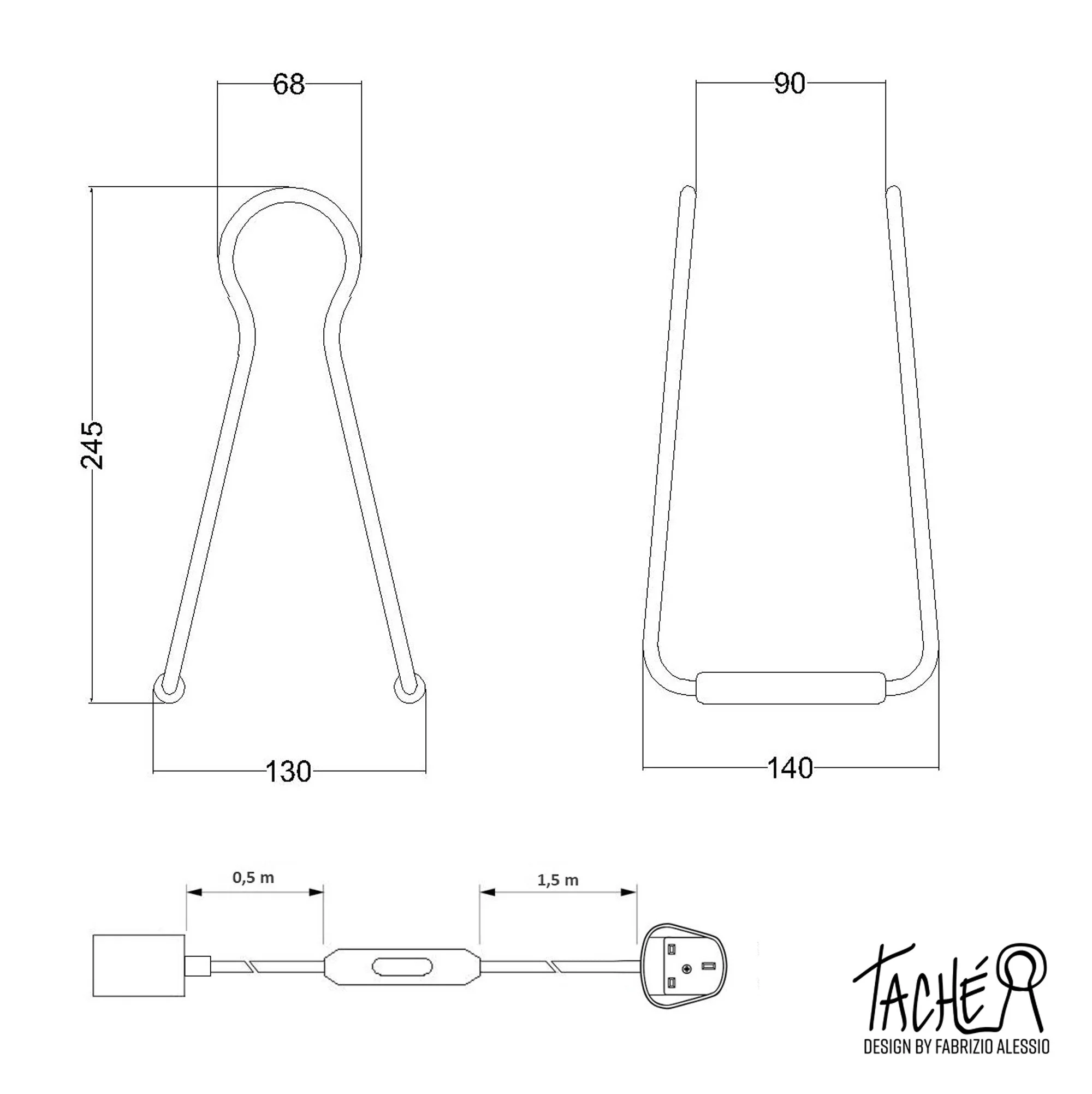 Lampe de table Taché Metal et fiche UK - Blanc Azur - Image 5