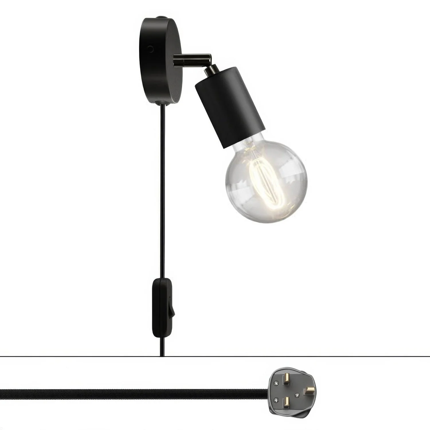 Lampe Spostaluce Snodo orientable en métal et fiche UK - Noir