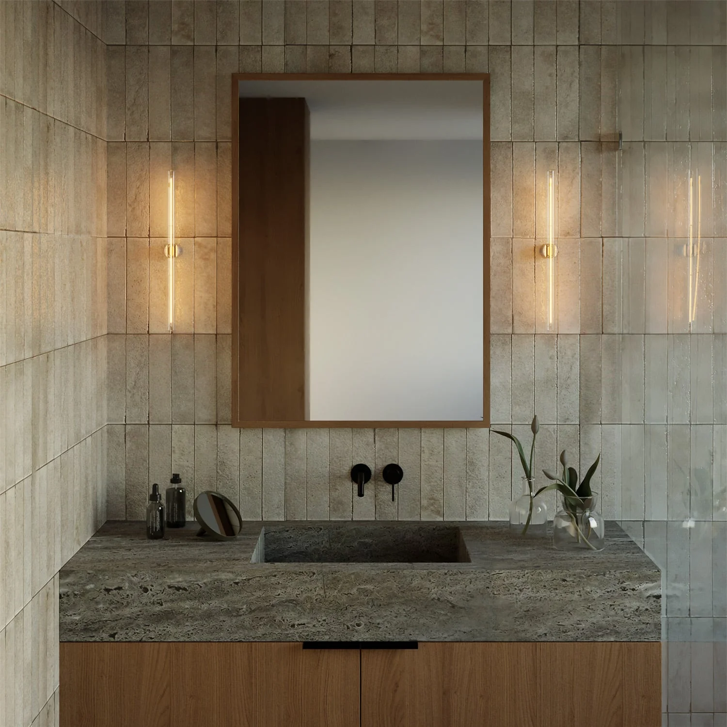 Lampe esse14 murale ou plafond pour ampoule LED S14d - Étanche IP44 - Effet marbre blanc - Image 2