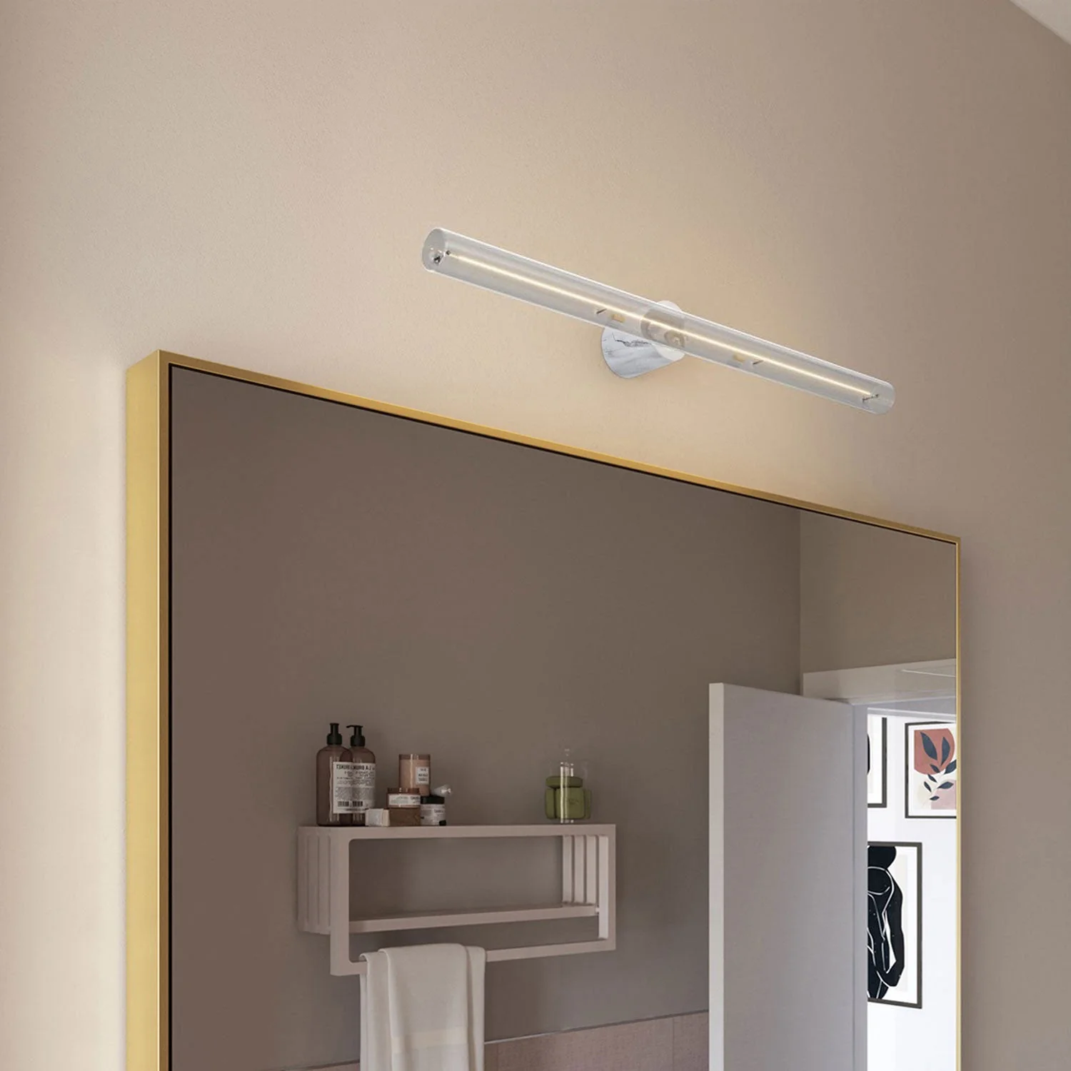Lampe esse14 murale ou plafond pour ampoule LED S14d - Étanche IP44 - Effet marbre blanc - Image 4