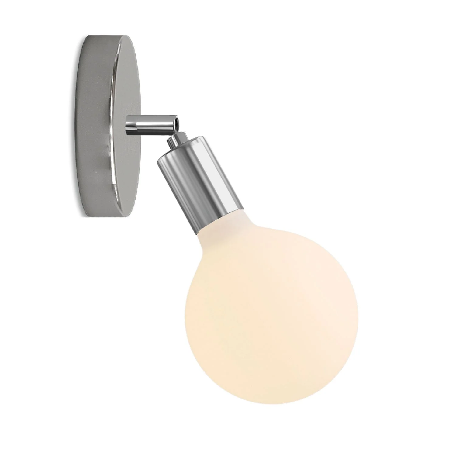 Lampe Fermaluce Snodo en métal avec ampoule Globe Porcelaine - Chrome