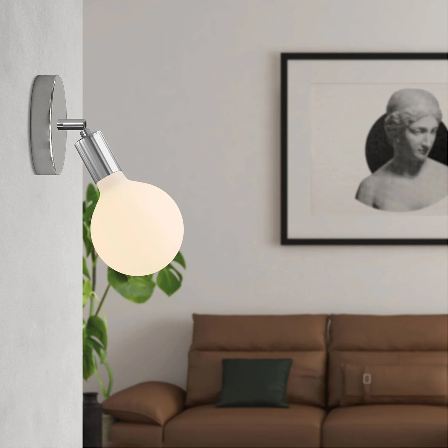 Lampe Fermaluce Snodo en métal avec ampoule Globe Porcelaine - Chrome - Image 2