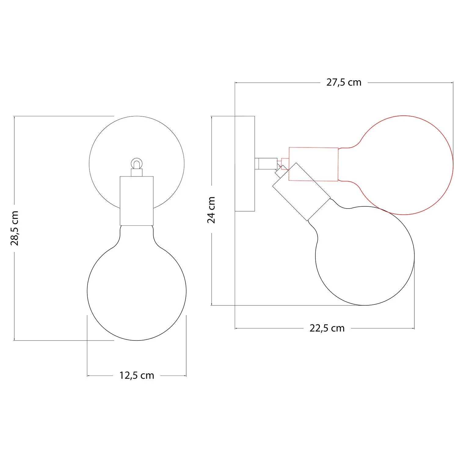 Lampe Fermaluce Snodo en métal avec ampoule Globe Porcelaine - Chrome - Image 3