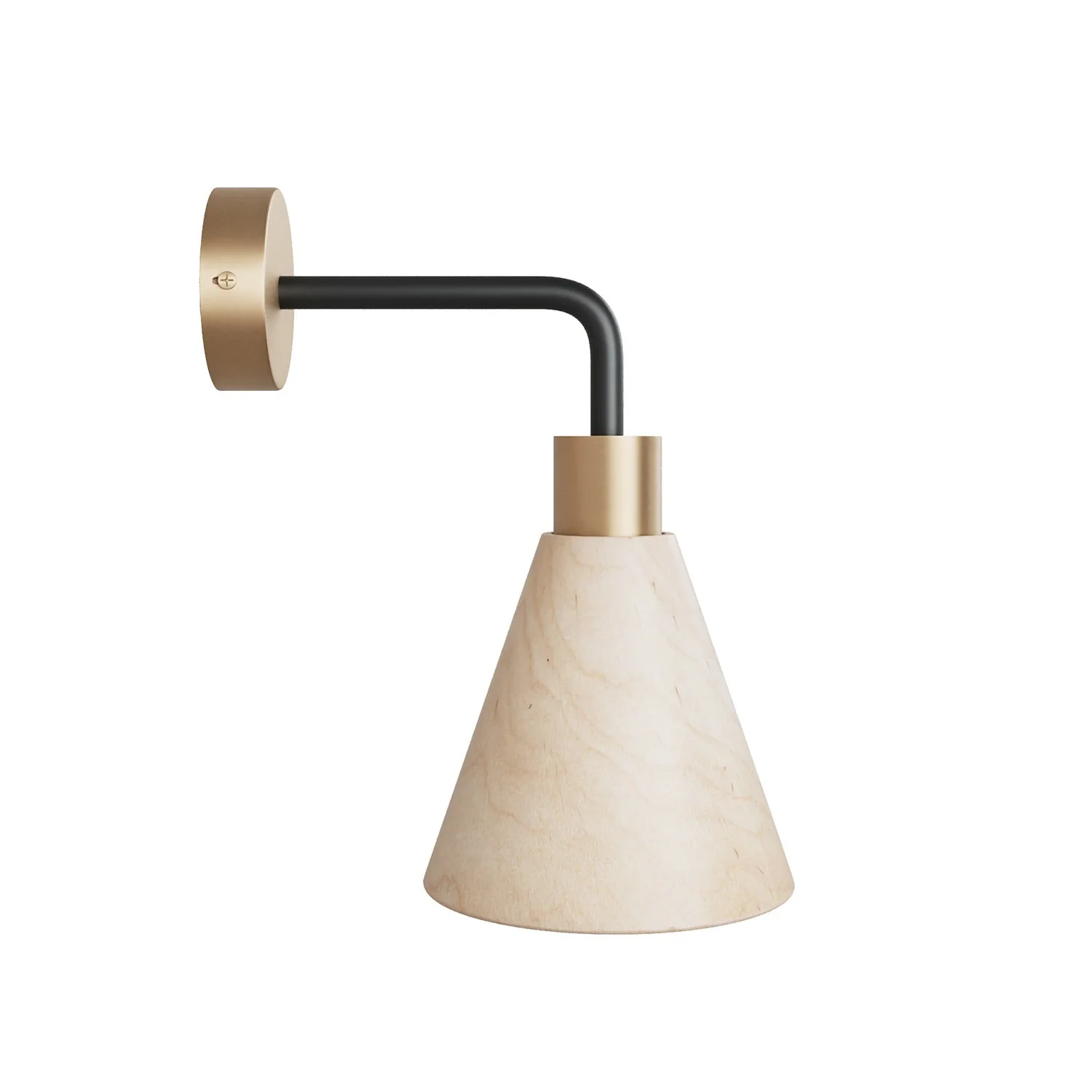 Lampe Fermaluce avec abat-jour conique en bois et extension courbe - Bronze satiné