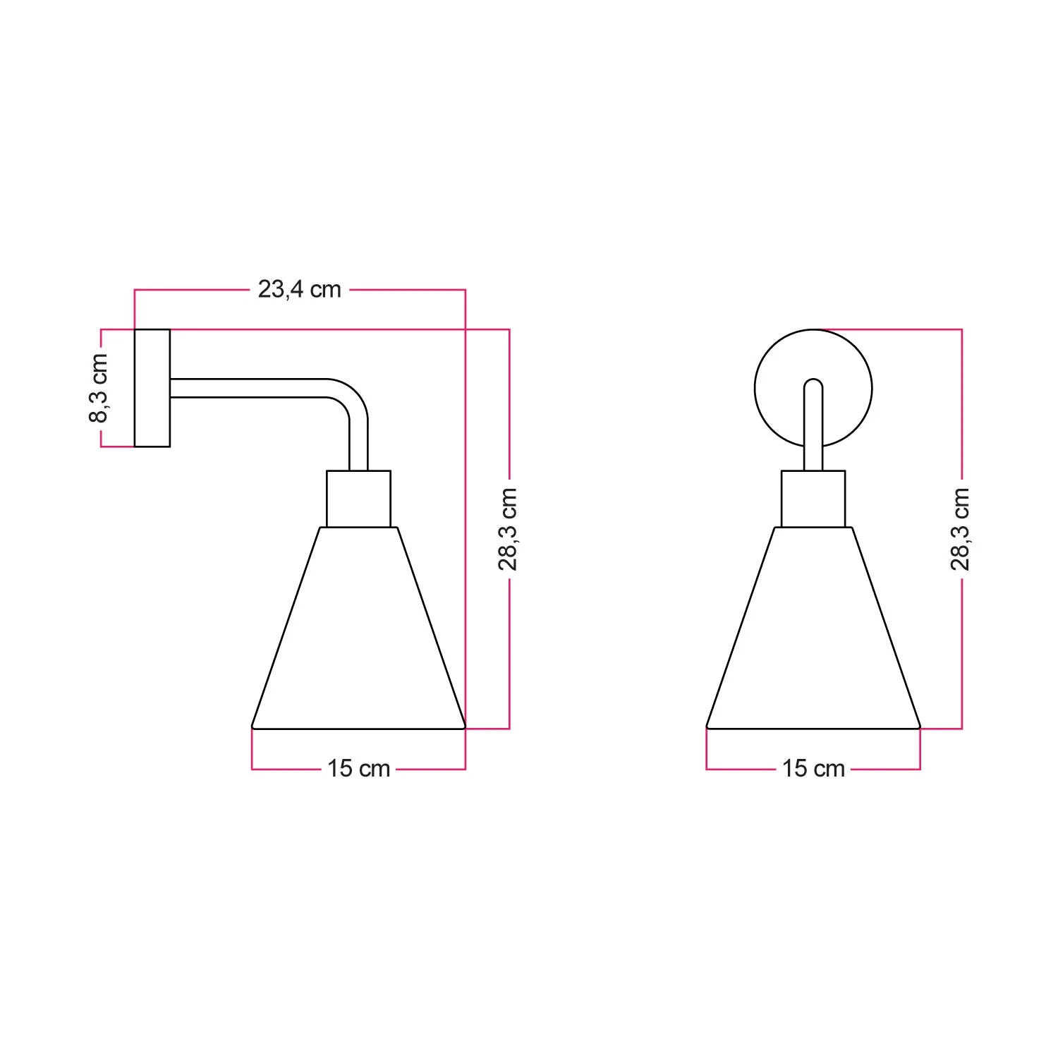 Lampe Fermaluce avec abat-jour conique en bois et extension courbe - Cuivre satiné - Image 3