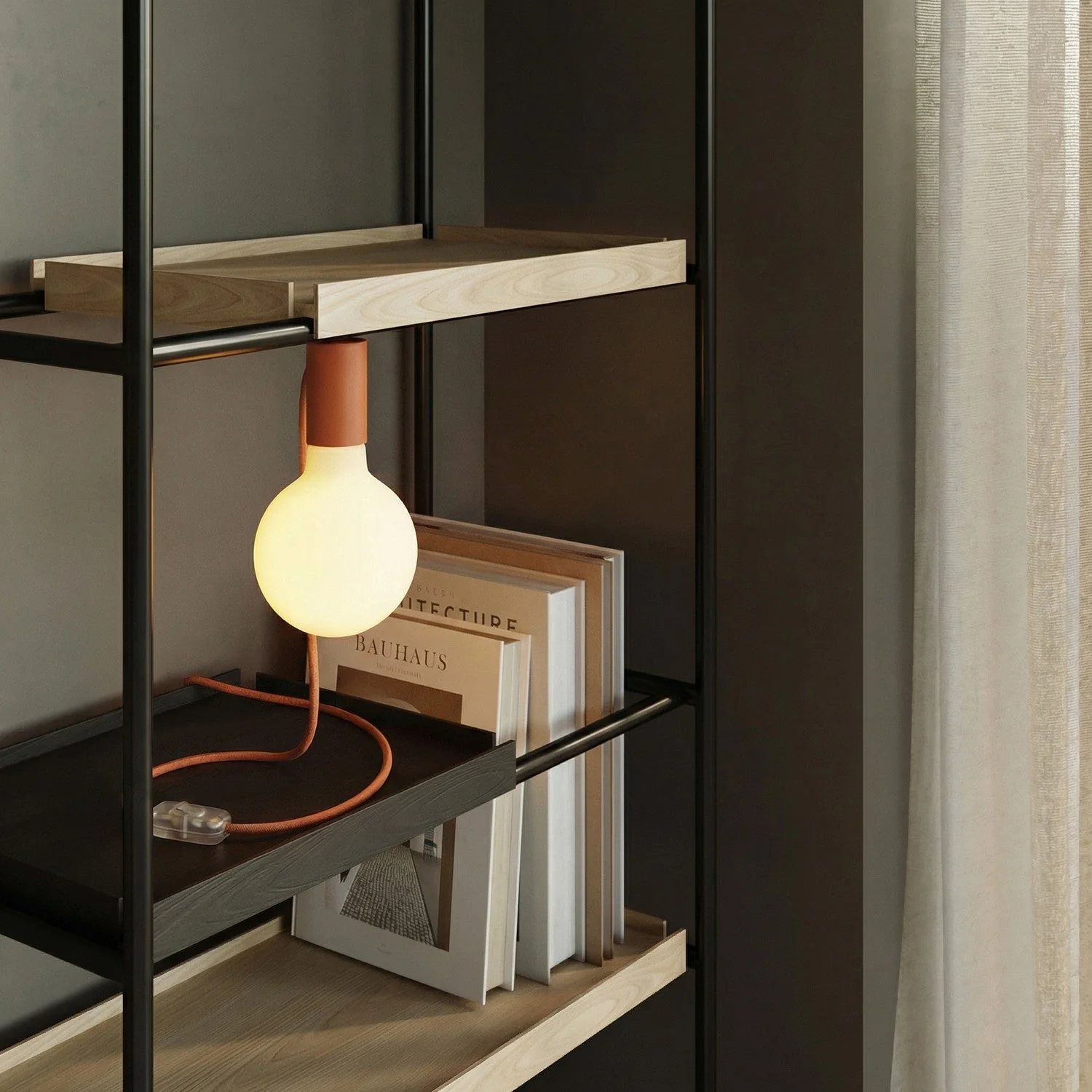 Lampe magnétique plug-in avec culot E27 et fiche UK - Orange - Image 2