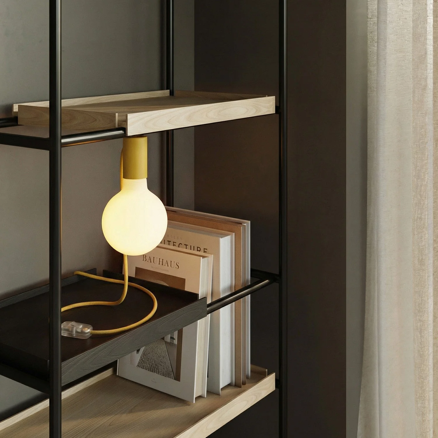 Lampe magnétique plug-in avec culot E27 et fiche UK - Jaune - Image 2