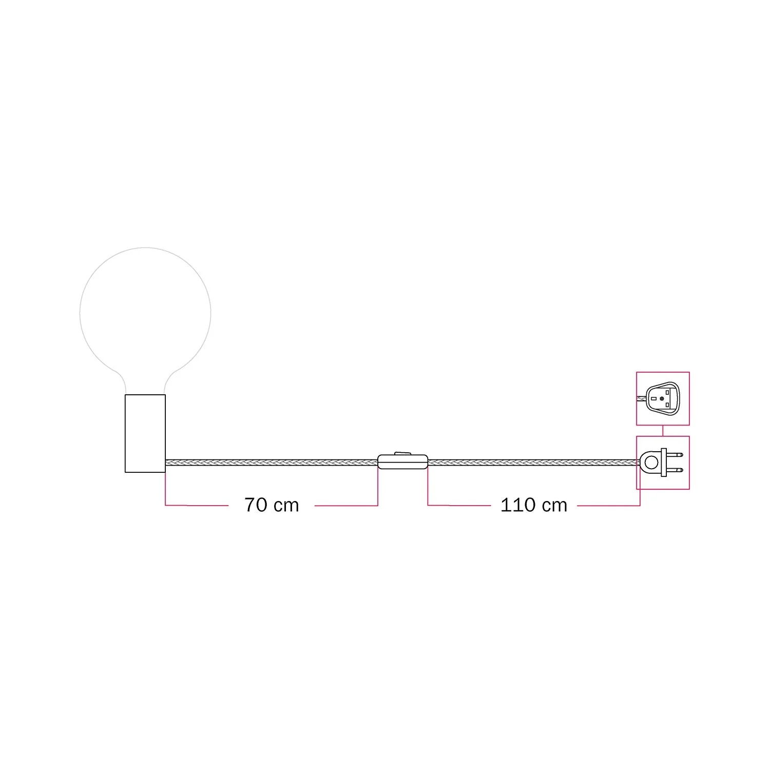 Lampe magnétique plug-in avec douille E27 et Fiche UK - Noir - Image 3