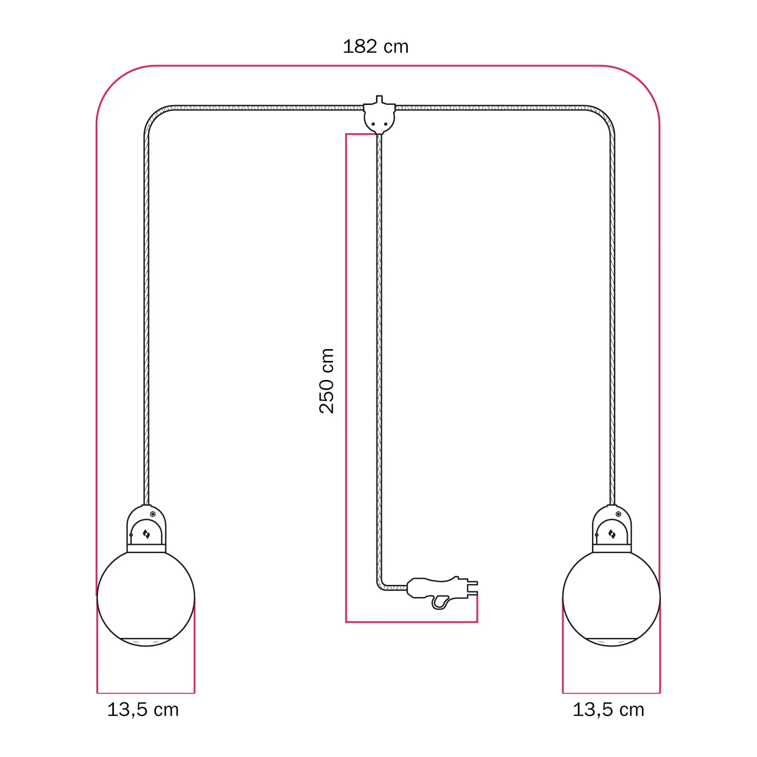 Lampe plug-in d'extérieur Modulair IP65 à 2 descentes avec abat-jour incassables Unbreak-a-Ball et câble SX08 - Image 5