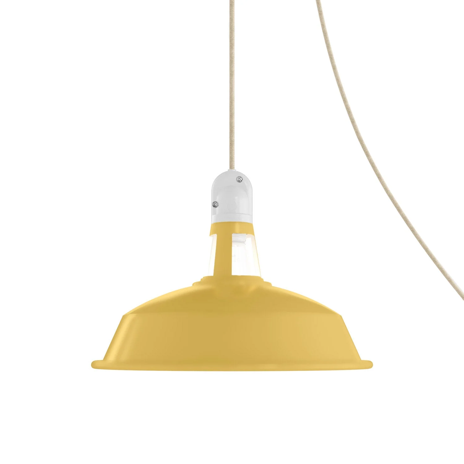 Lampe portable d’extérieur Snake avec abat-jour Harbour, 5 m de câble textile, douille IP65 waterproof - Moutarde