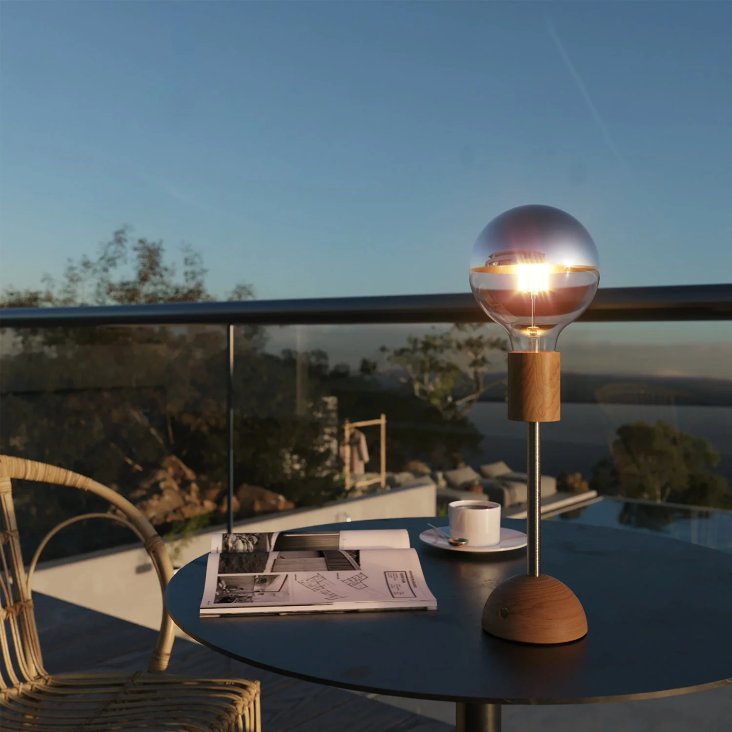 Lampe portable et rechargeable Cabless02 avec ampoule globe demi-sphère argent - Neutre - Image 3