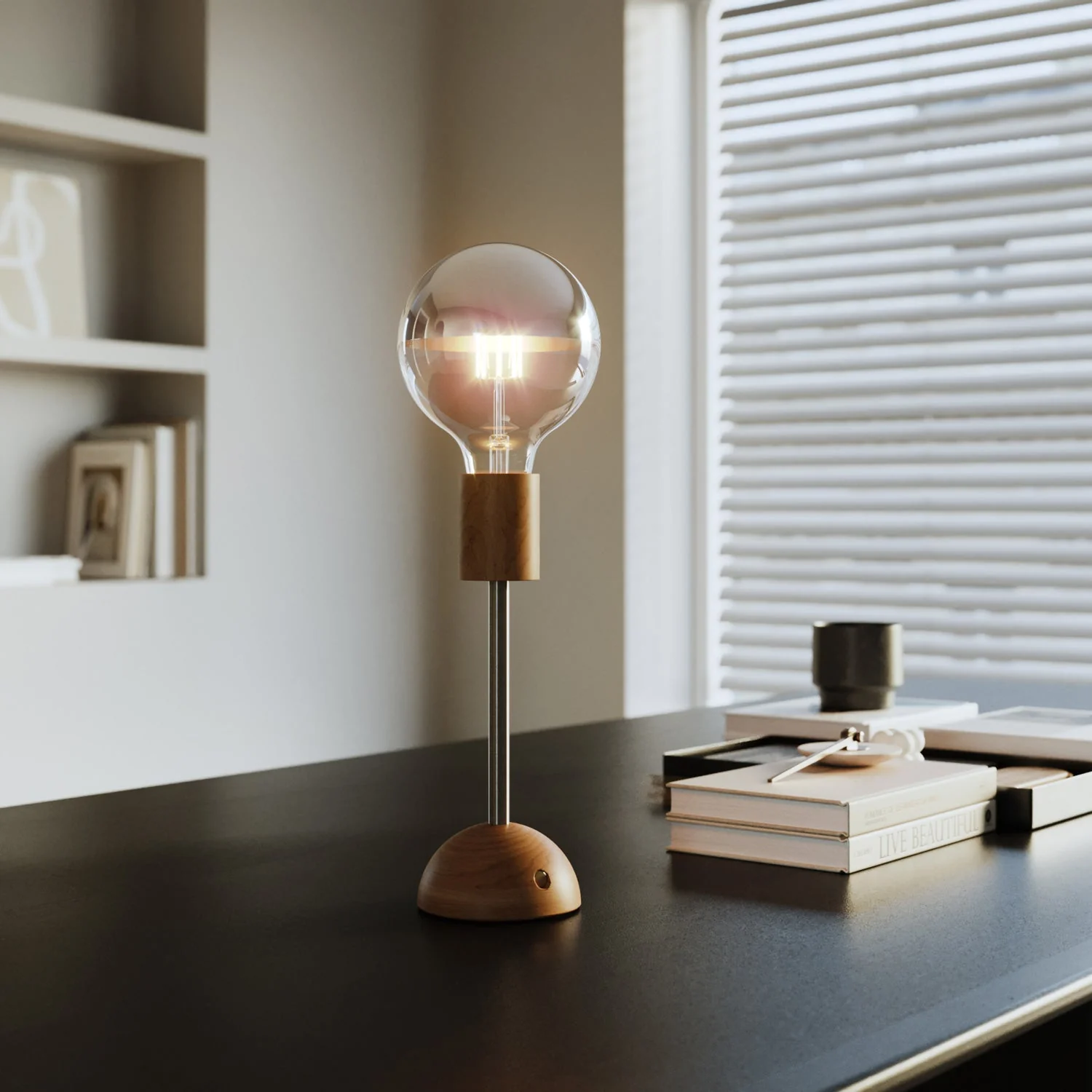 Lampe portable et rechargeable Cabless02 avec ampoule globe demi-sphère argent - Neutre - Image 4