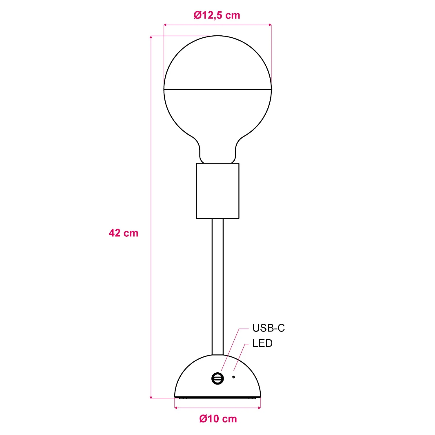 Lampe portable et rechargeable Cabless02 avec ampoule globe demi-sphère argent - Neutre - Image 6
