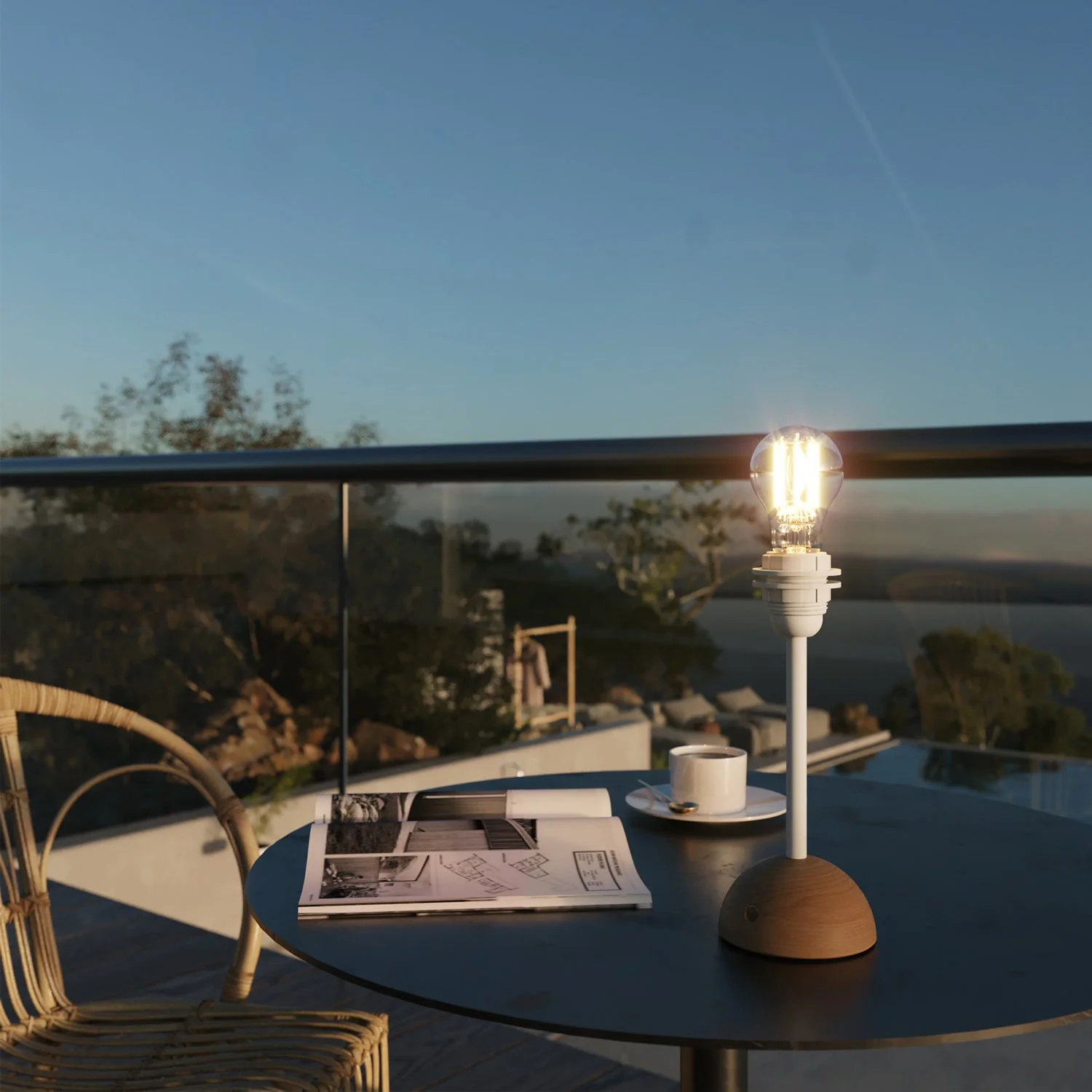 Lampe portable et rechargeable Cabless12 avec ampoule goutte et prédisposition pour abat-jour - Neutre - Image 3