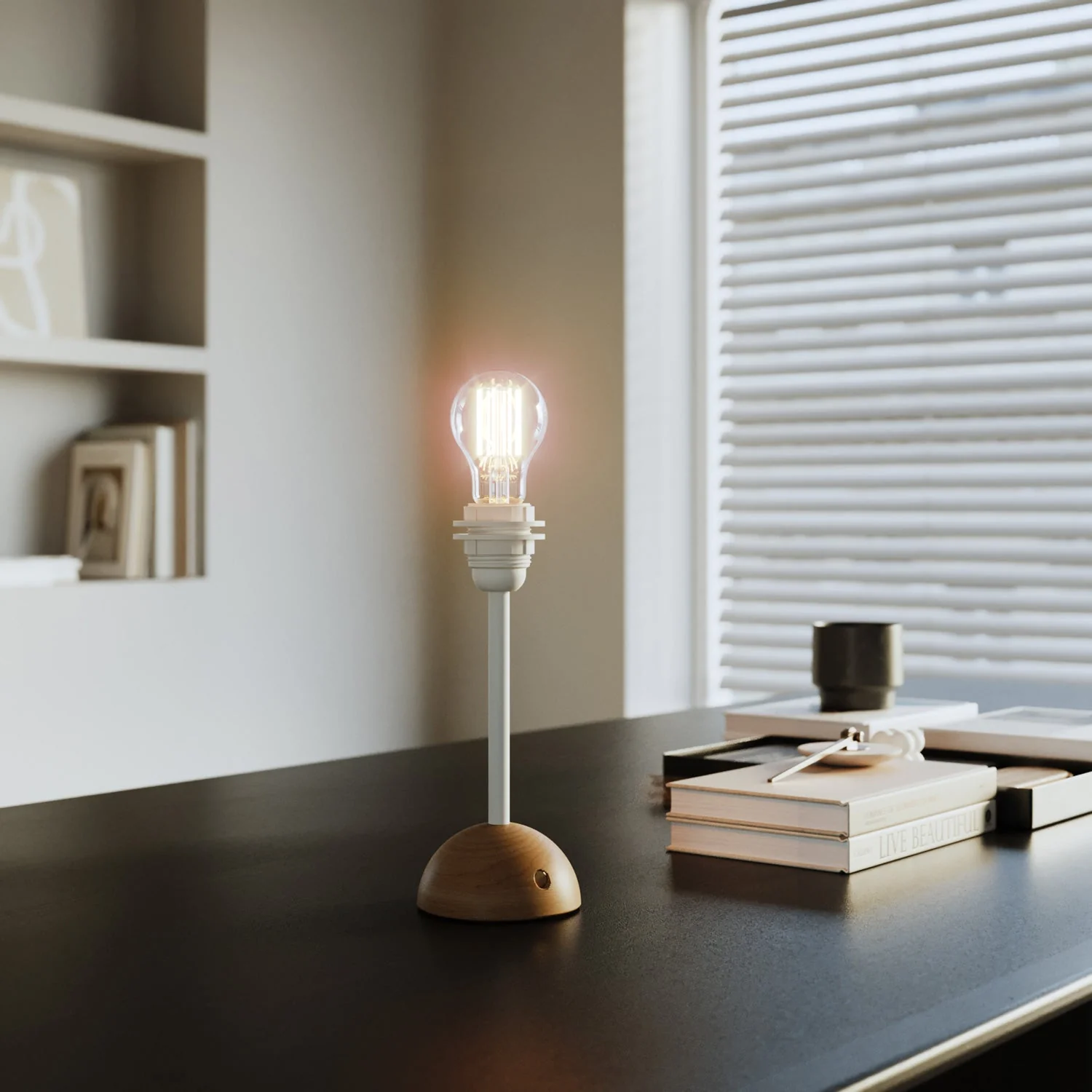 Lampe portable et rechargeable Cabless12 avec ampoule goutte et prédisposition pour abat-jour - Neutre - Image 4