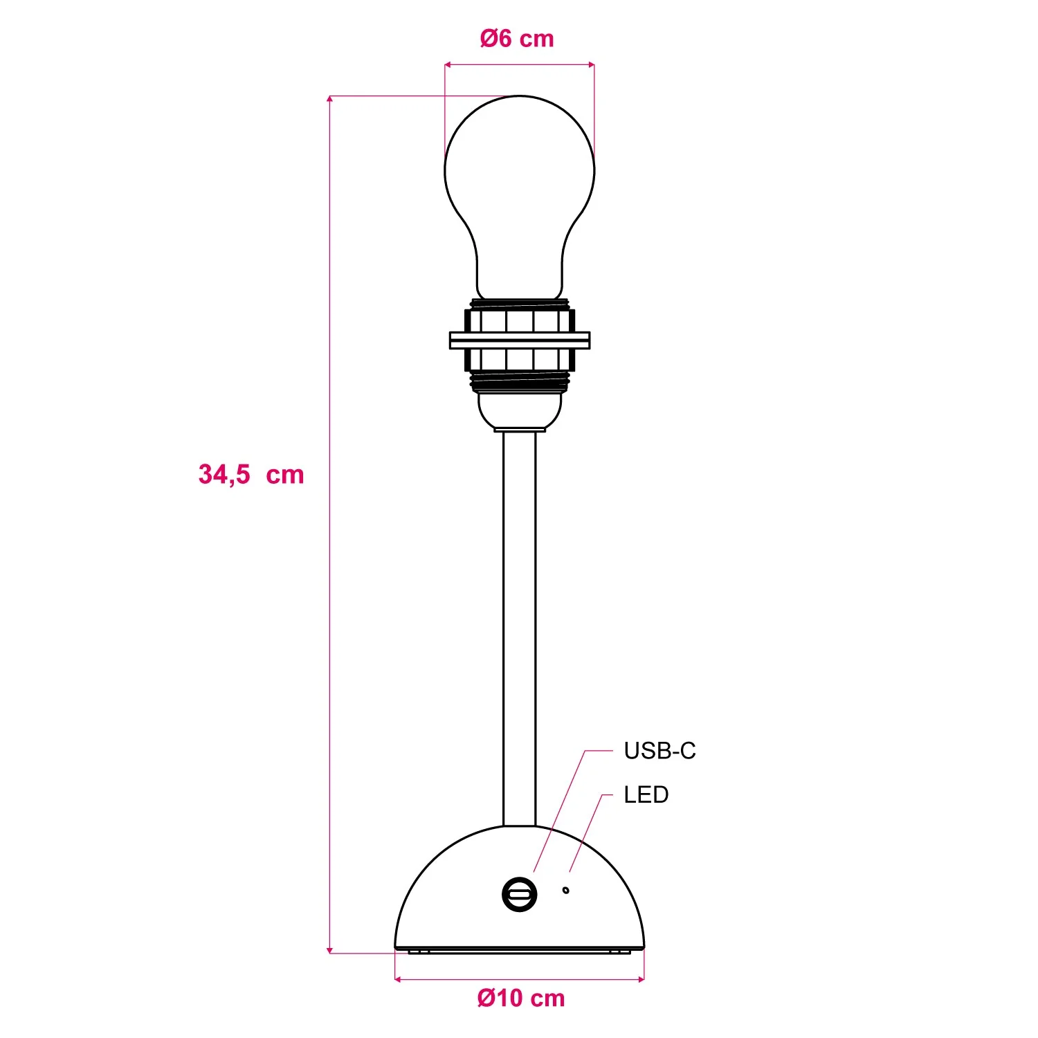 Lampe portable et rechargeable Cabless12 avec ampoule goutte et prédisposition pour abat-jour - Neutre - Image 6