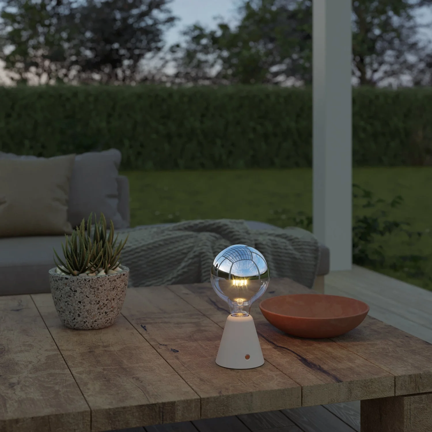 Lampe portable rechargeable Cabless01 avec ampoule globe demi-sphère argent - Blanc - Image 3