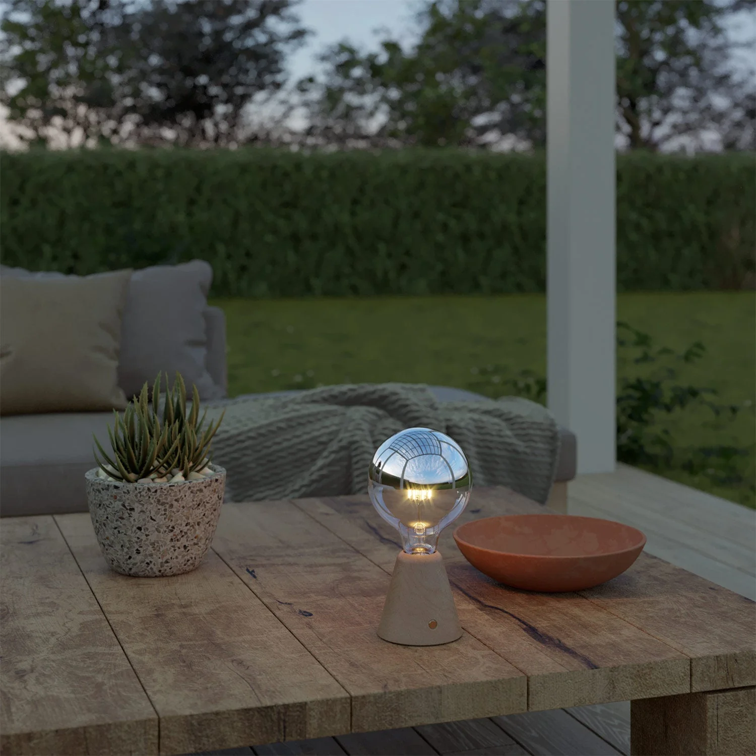 Lampe portable rechargeable Cabless01 avec ampoule globe demi-sphère argentée - Neutre - Image 3