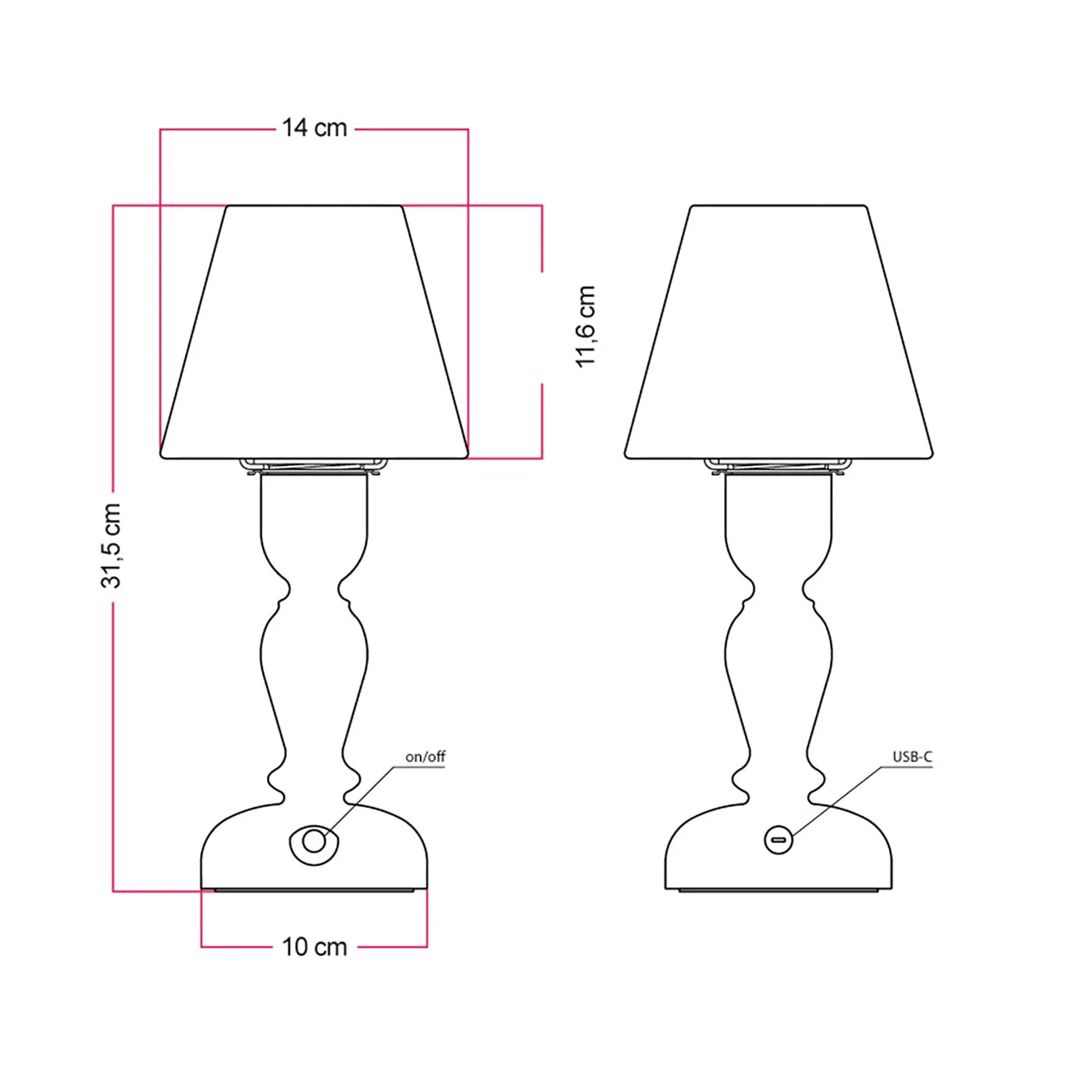 Lampe portable rechargeable Cabless14 avec ampoule goutte et abat-jour - Blanc - Image 5