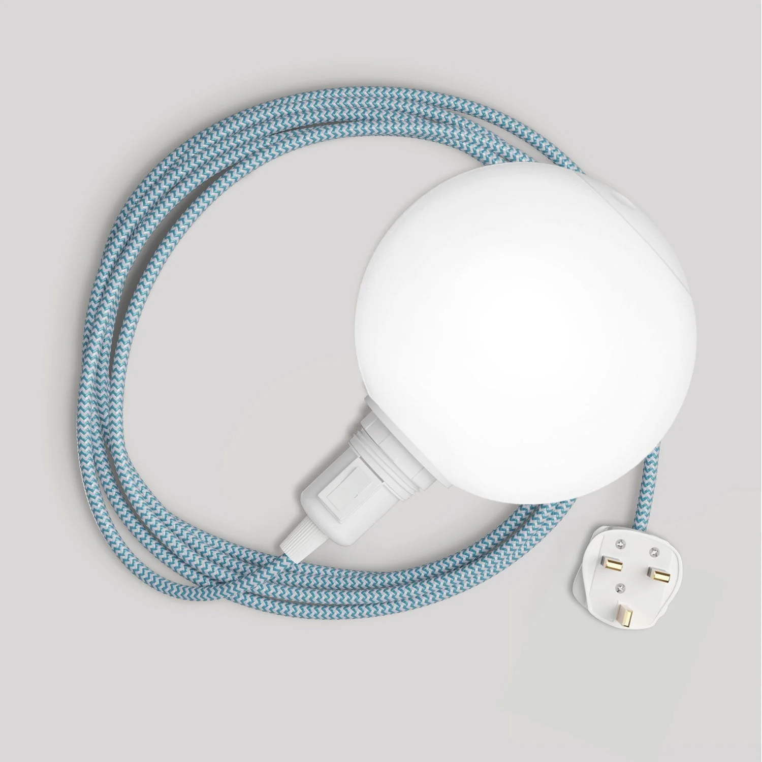Lampe portable Snake avec interrupteur sur la douille, fiche UK, abat-jour incassable Unbreak-a-Ball et câble RZ11