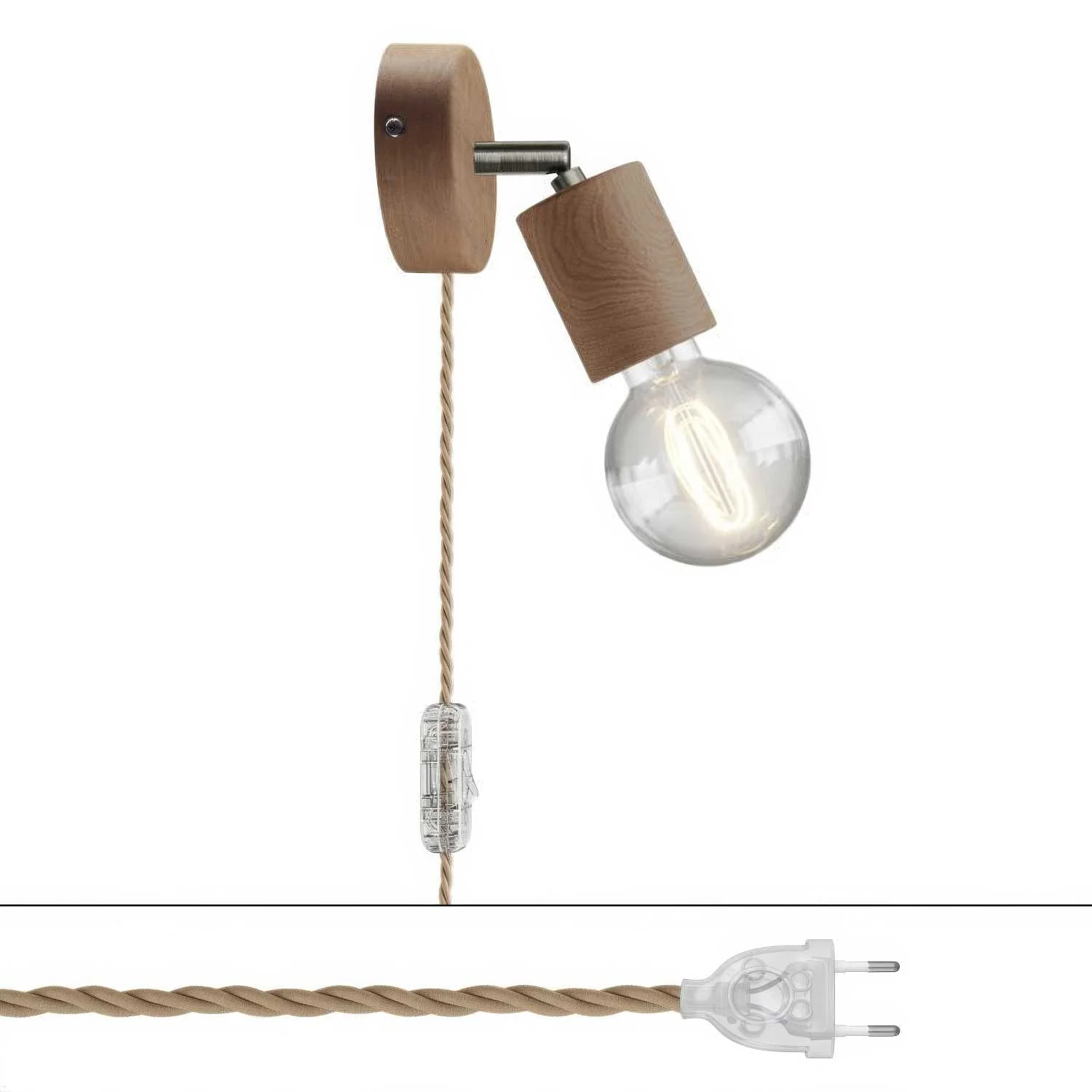 Lampe Spostaluce à articulation orientable en bois - Neutre
