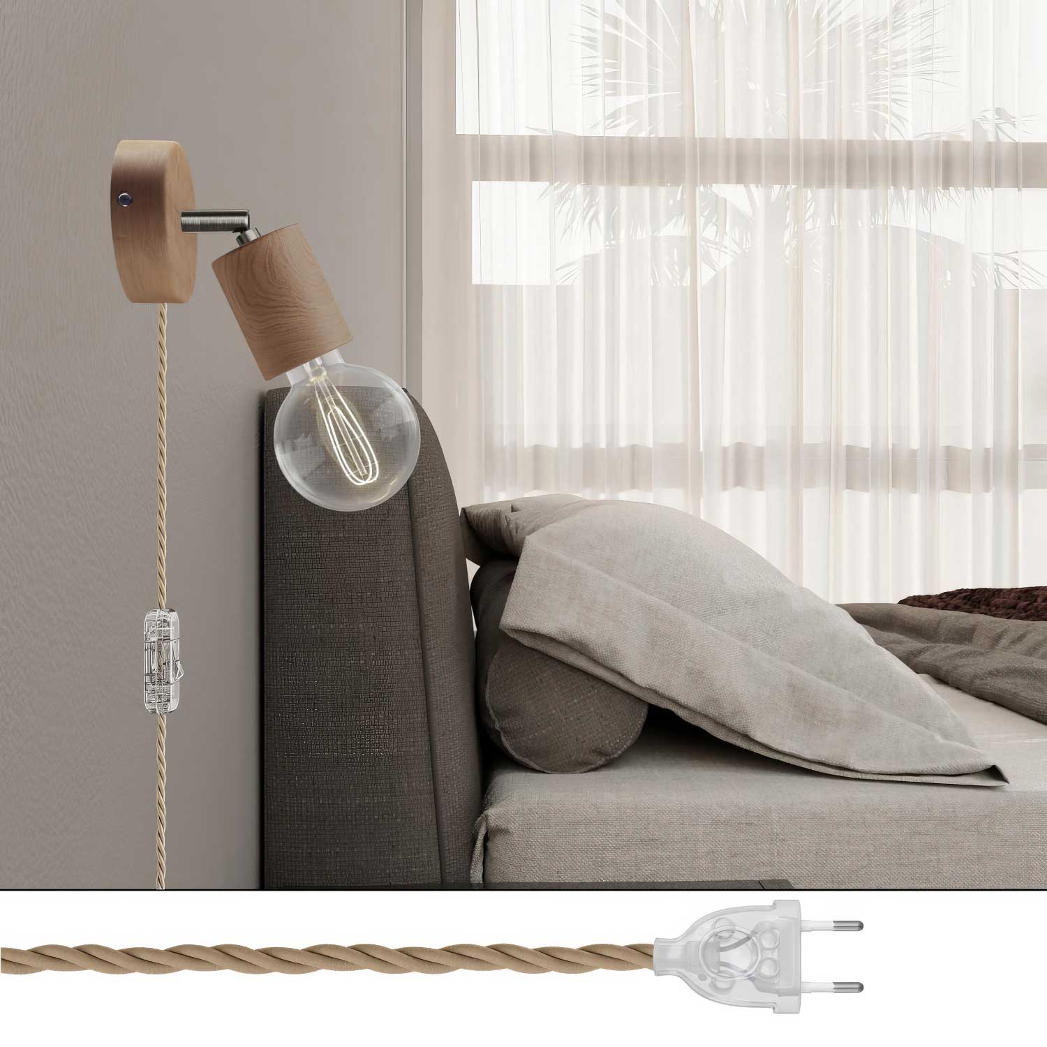 Lampe Spostaluce à articulation orientable en bois - Neutre - Image 2