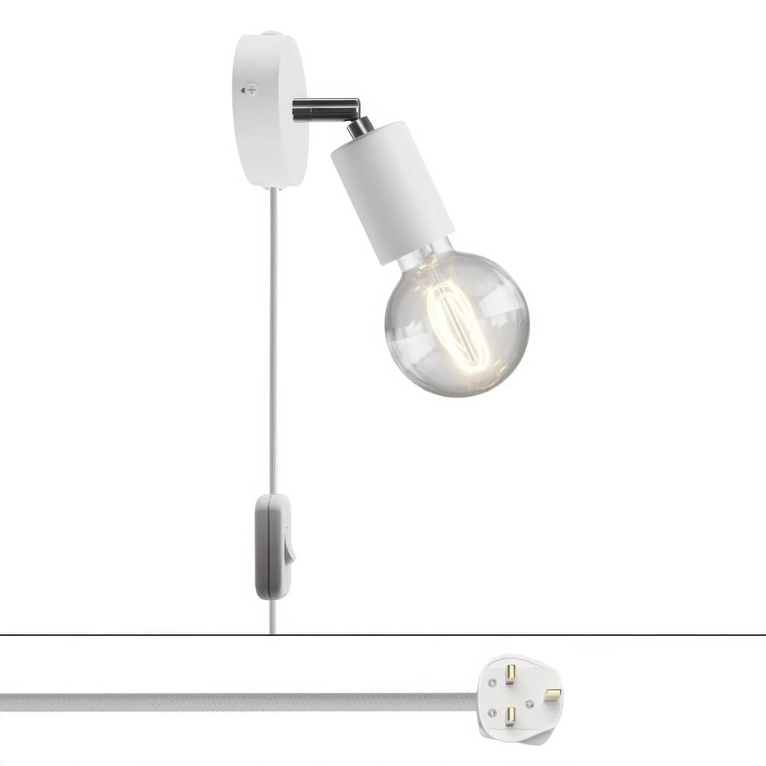 Lampe Spostaluce articulation orientable en métal et fiche UK – Blanc