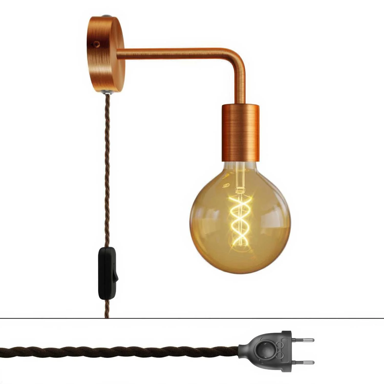 Lampe Spostaluce en métal avec extension courbe - Cuivre satiné