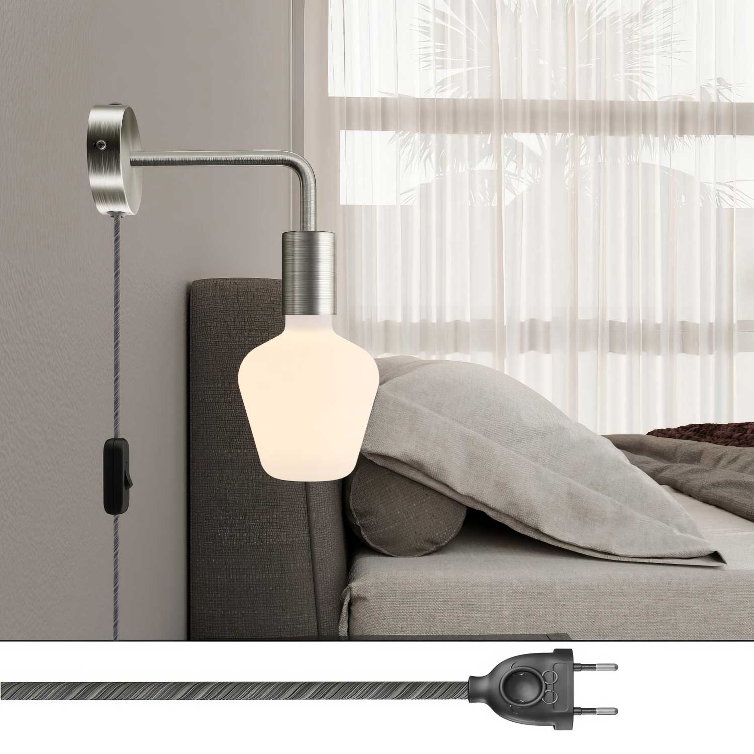 Lampe Spostaluce en métal avec extension courbe - Titane satiné - Image 2