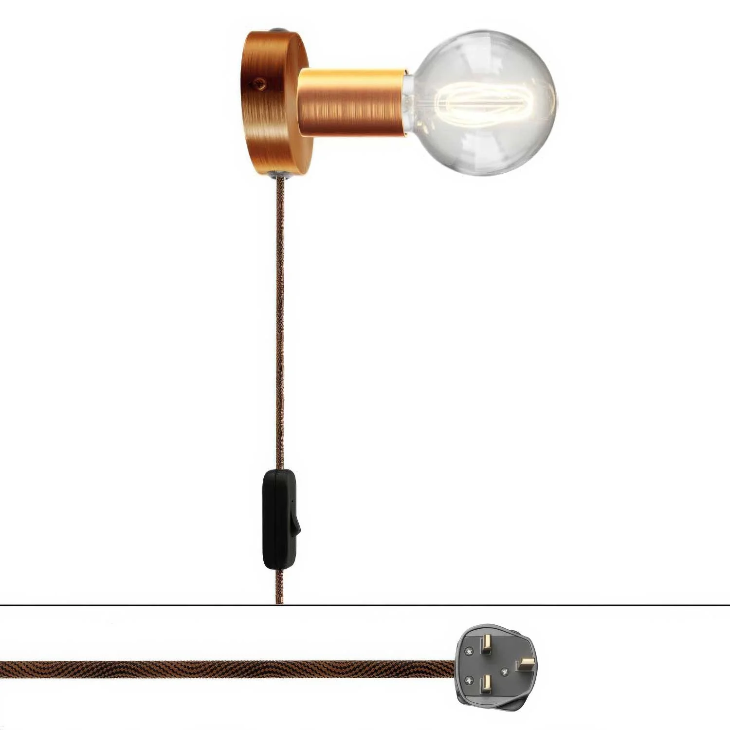 Lampe Spostaluce en métal et fiche UK - Cuivre satiné