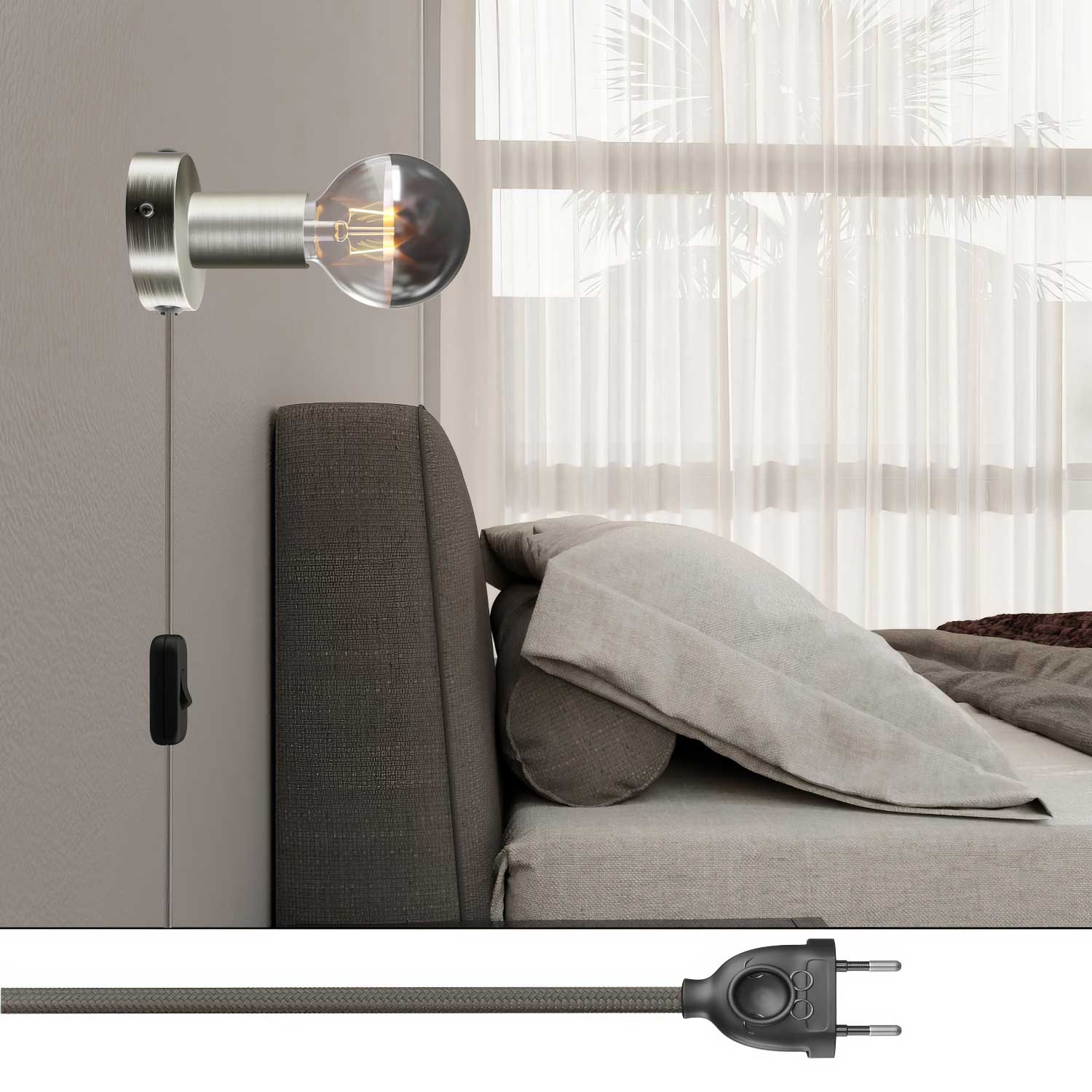 Lampe Spostaluce en métal - Titane satiné - Image 2