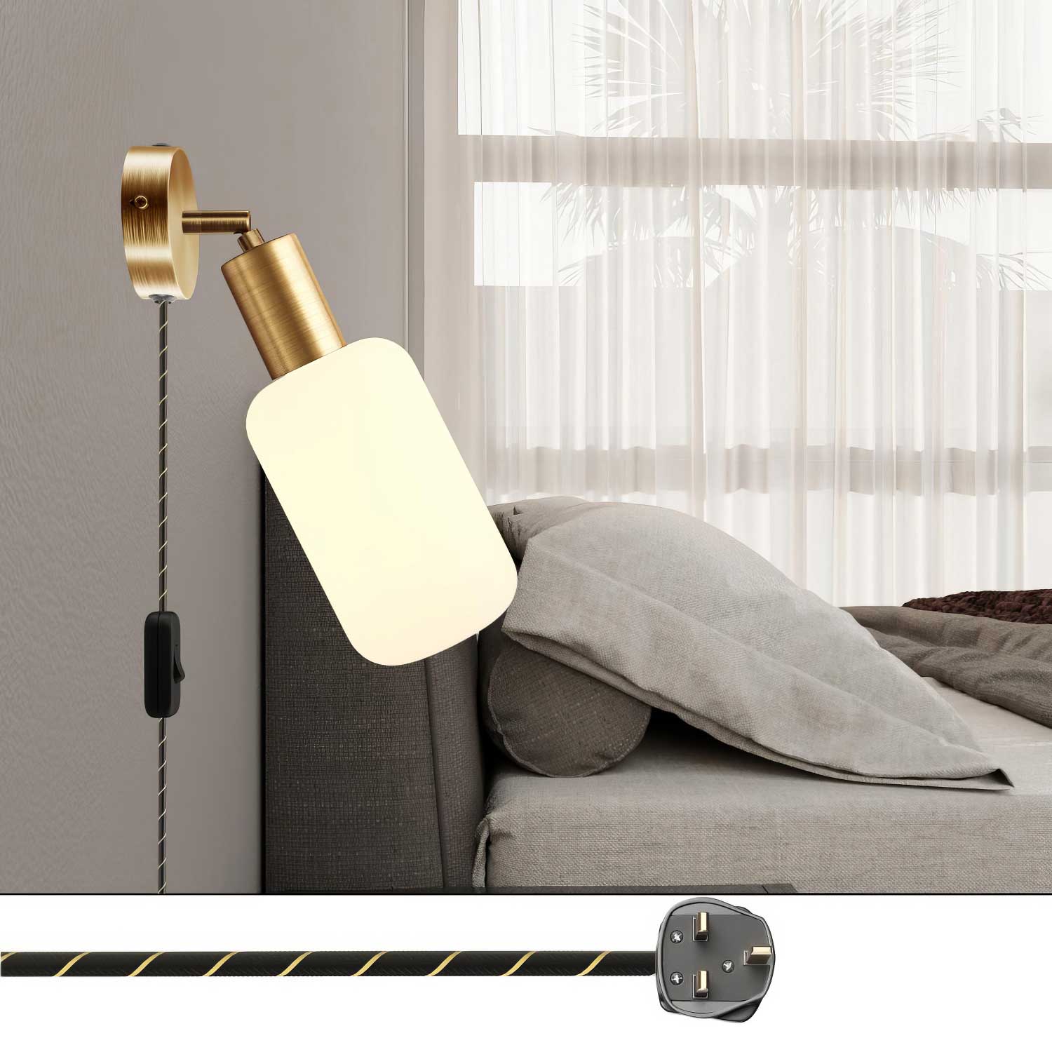 Lampe Spostaluce articulation orientable en métal et fiche UK - bronze satiné - Image 2