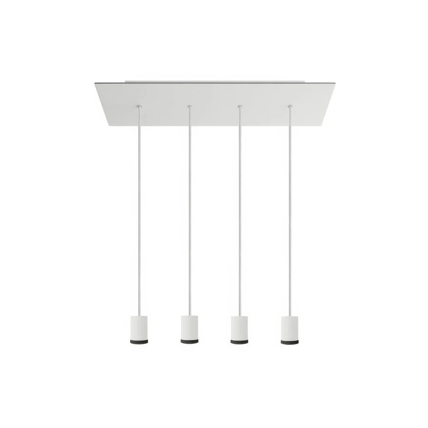 Lampe spot suspendue 4 descentes GU1d0 avec XXL Rose-One rectangulaire 675 mm - Blanc mat