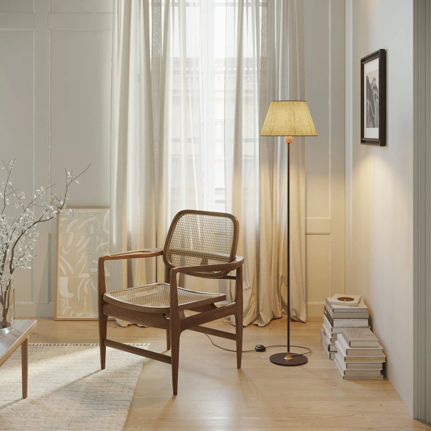 Lampe sur pied MAG-Y avec base métallique ronde, abat-jour Impero M et fiche UK – Cuivre satiné - Image 2