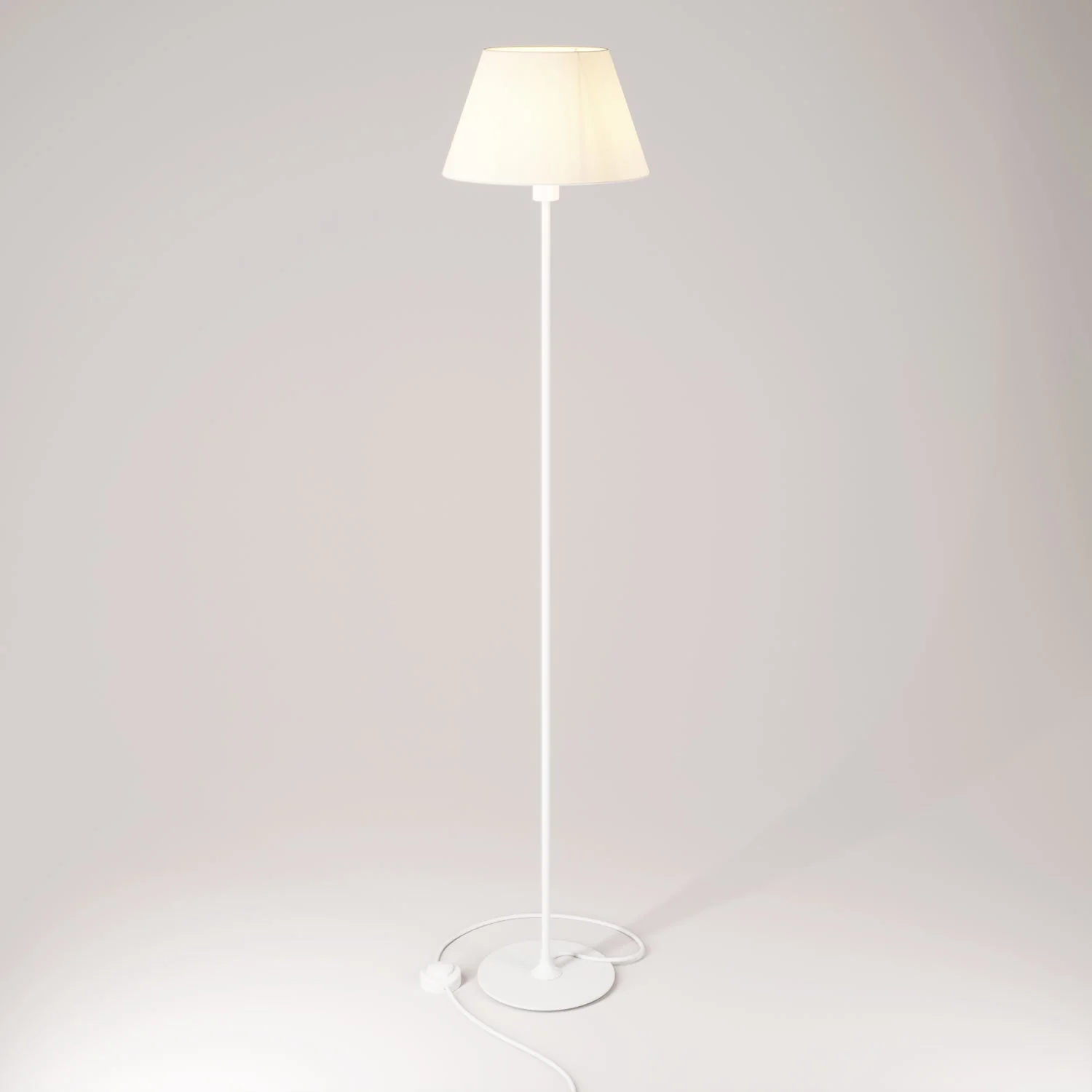 Lampadaire MAG-Y avec base métallique ronde et abat-jour Impero M - Blanc mat