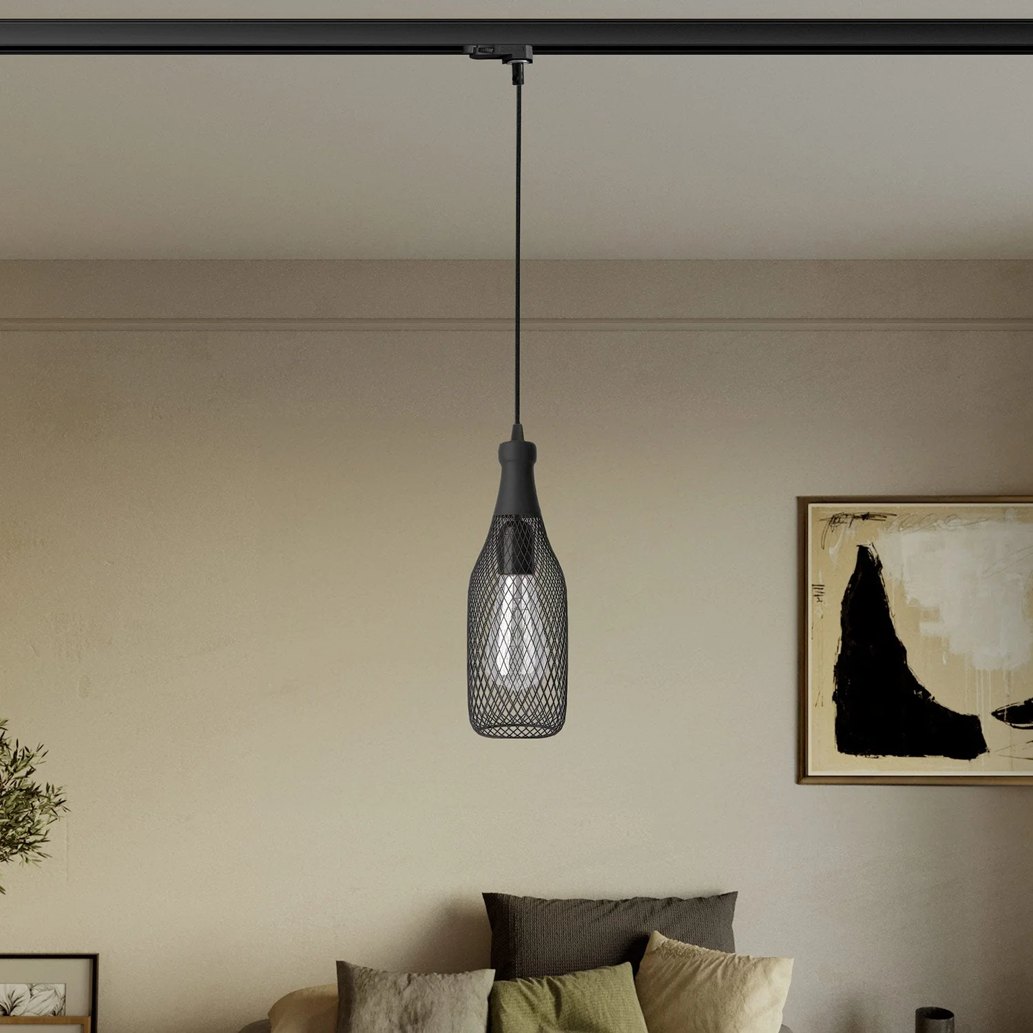 Suspension avec abat-jour bouteille Magnum pour rails - Noir - Image 2