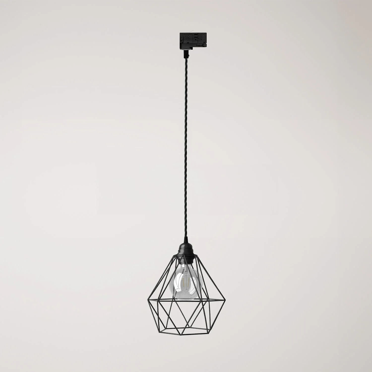 Suspension avec abat-jour cage Diamond pour rails - Noir