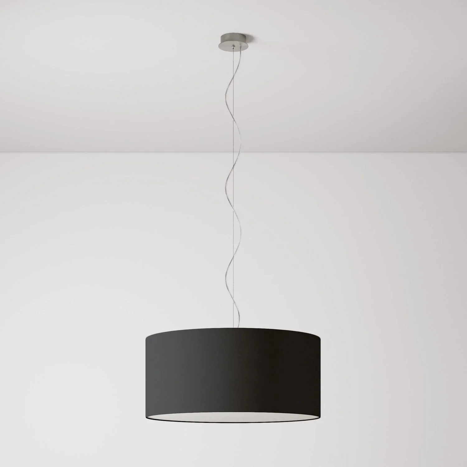 Suspension avec abat-jour en tissu Cylindre Large - Fabriqué en Italie - Teletta Anthracite - Image 7